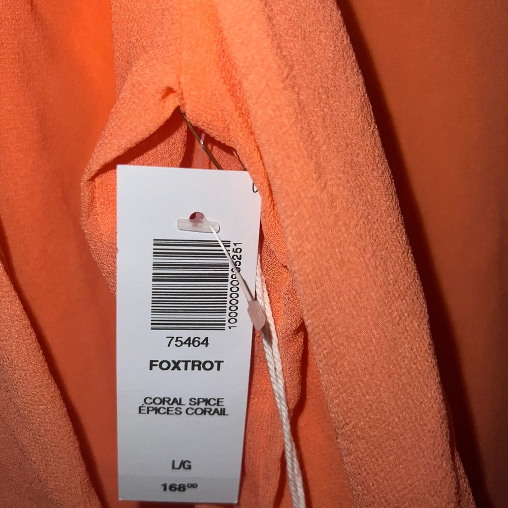 Aritzia Wilfred Le Fou Foxtrot Orange Lace Silk Tie Front Blouse